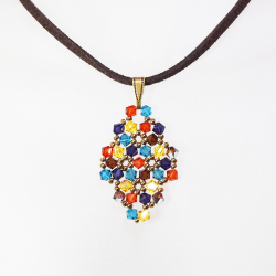 Pendant 45cm - Xochitl Rhombus S-Chocolate Suedine - Pendant 45cm - Laiton bronze